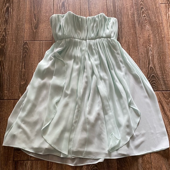 Dona Morgan strapless mint green flowy  wedding/prom midi dress - Picture 2 of 12